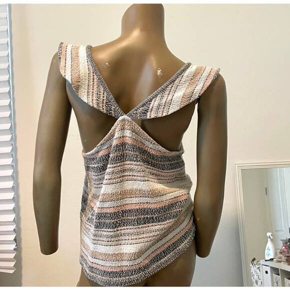 Madewell large striped ruffle cap sleeve textured top TS 4672 - Picture 7 of 7